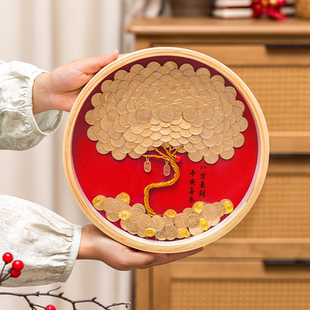 八方来财5毛钱硬币发财树相框手工diy材料包桌面招财摆件开业礼物