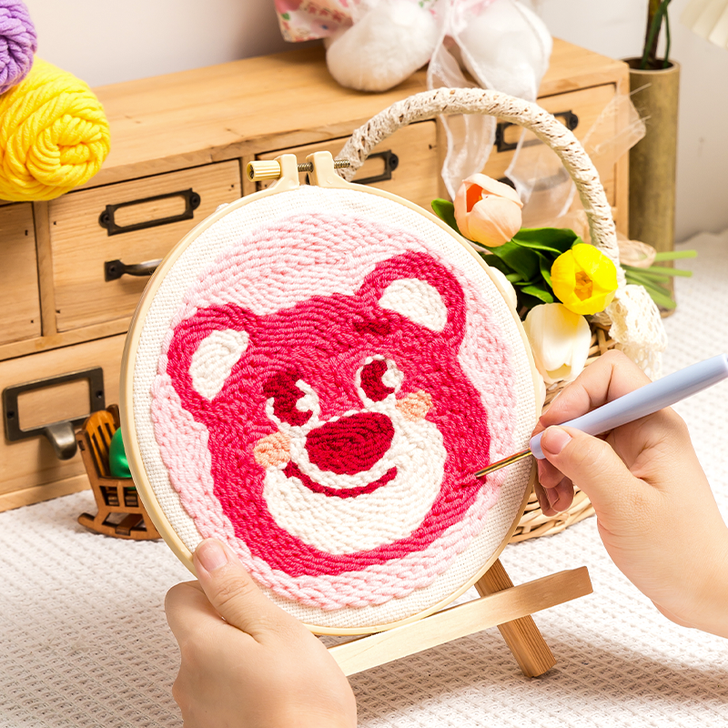 俄罗斯戳戳绣手工diy毛线材料包编织情人棉刺绣针戳戳乐摆件礼物