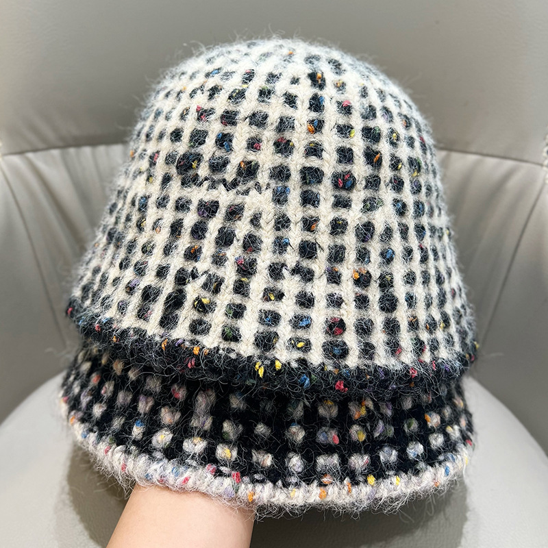 彩色多巴胺毛线帽子女秋冬保暖护耳渔夫帽大头围百搭显脸小针织帽