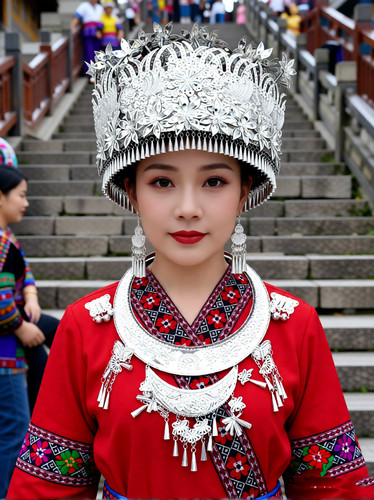新款贵州苗族民族头饰广西演出云南银饰帽子特色少数民族项圈饰品