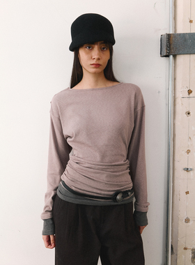 FUNNEL IN一字肩纽扣假两件针织衫女2025秋冬季新款套头打底上衣