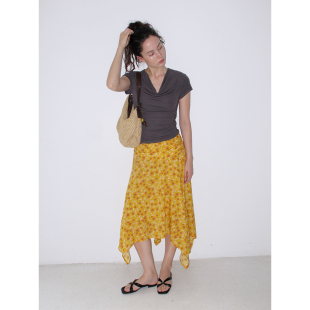 FUNNEL 碎花雪纺不规则a字半身裙女梨型身材遮胯夏日绝美半裙