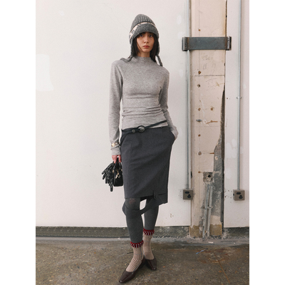 Funnel IN绒感半高领打底衫内搭2025秋冬季新款修身长袖针织上衣