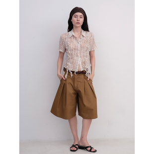 衬衫 FUNNEL 木耳边薄纱设计感短袖 洋气独特别致小资小上衣 法式