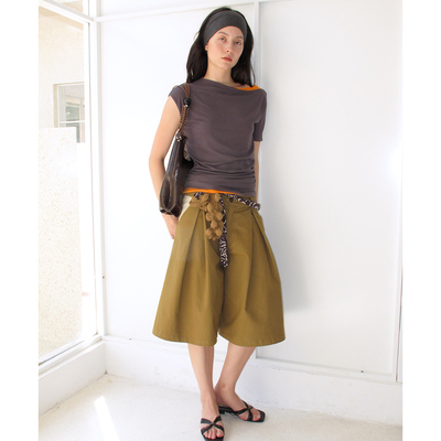 FUNNEL IN  纯棉打褶阔腿裤五分裤中裤巨好看短裤夏日轻薄休闲裤