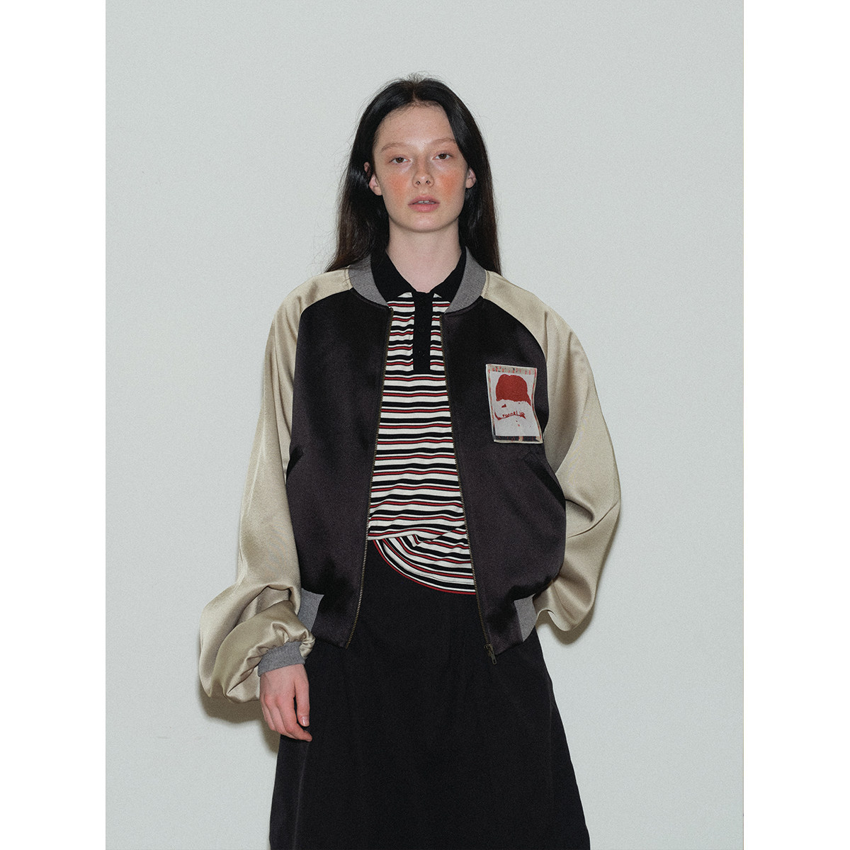 FUNNEL IN原创设计 贴布印花插肩袖棒球服女春秋款宽松夹克外套