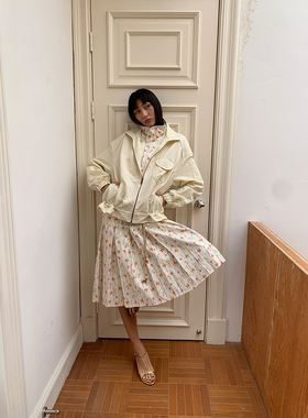 FUNNEL IN  碎花拼接假两件夹克短外套女款春独特漂亮初春外套