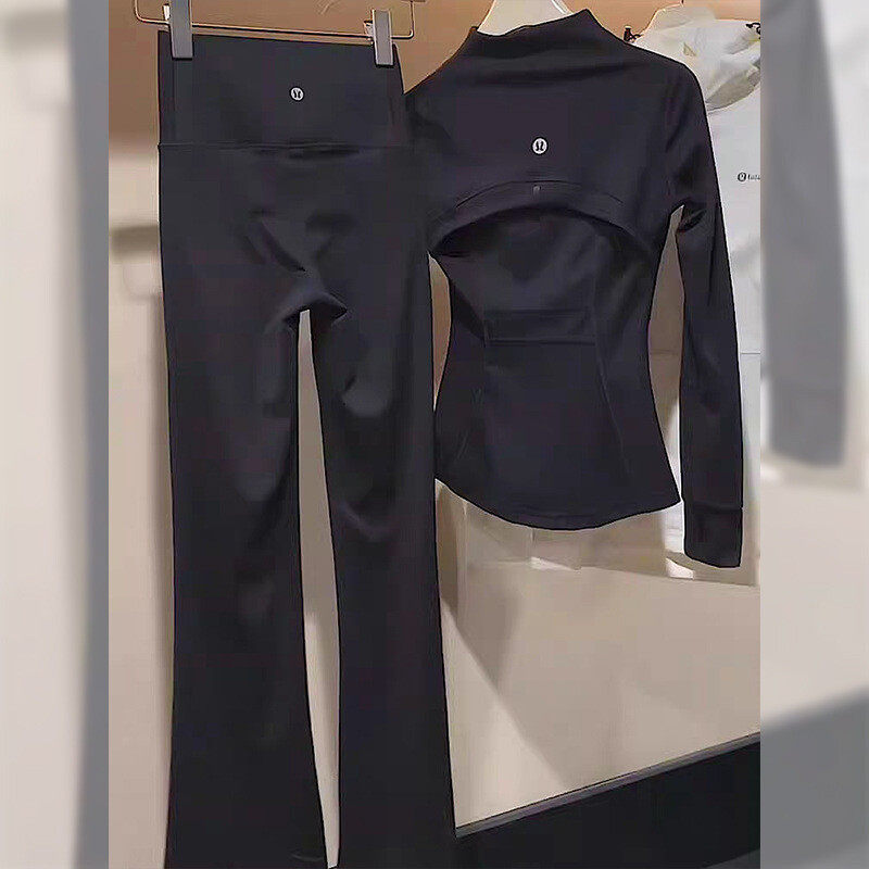 黑色时尚运动套装女士春秋跑步瑜休闲运动套装