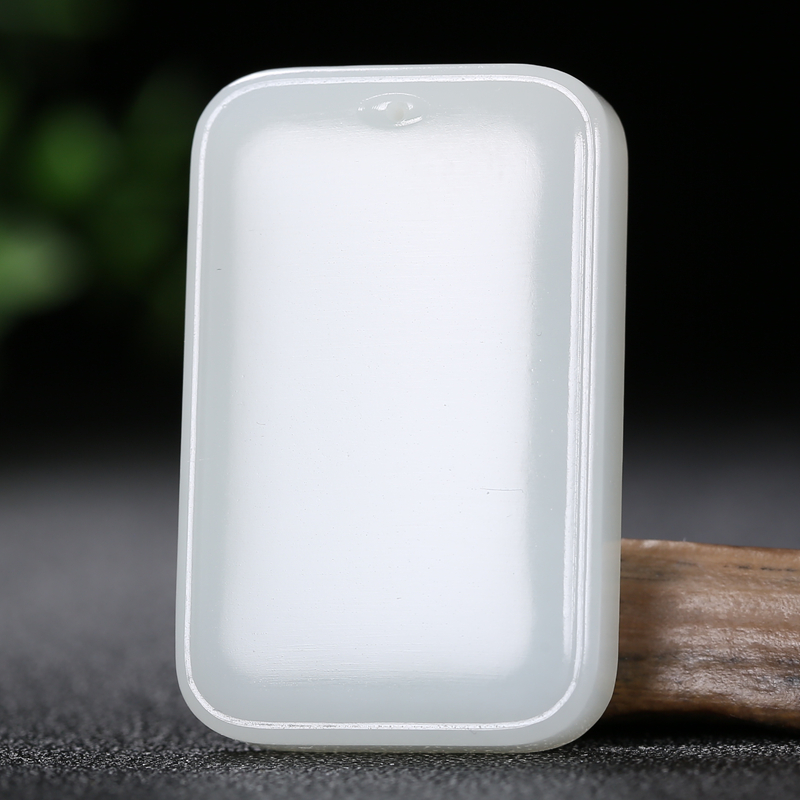 [平安无事]天然新疆和田玉白玉素面平安无事牌子挂件玉佩男女款