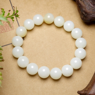 新疆和田玉且末料羊脂白玉手链男女款 12mm