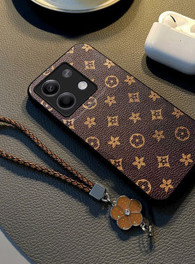 适用于红米note13手机壳新款note12pro保护套note11皮纹硅胶note10全包防摔note9女款挂脖斜挎挂绳高级感外+