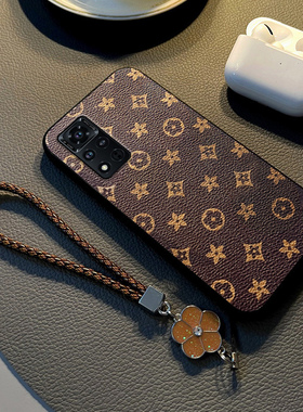 适用于荣耀v40手机壳新款V30pro皮纹硅胶HONOR80全包防摔轻奢版网红女款v20手腕挂脖斜挎挂绳高级感复古潮牌