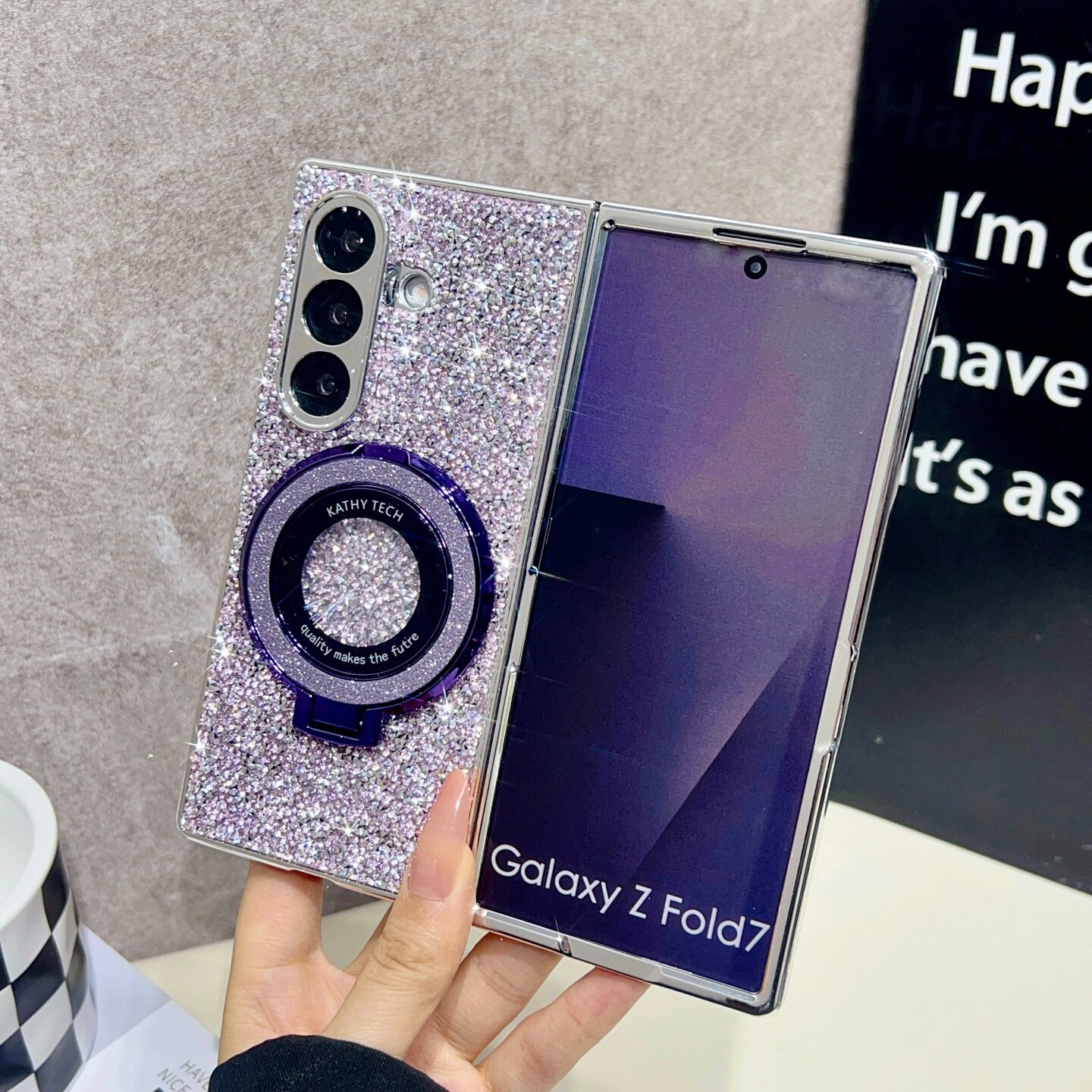适用于Galaxy三星Zfold7手机壳新款Zfold6保护套折叠屏Zflod5全包防摔Zfold4镶钻磁吸放大镜支架网红女款外壳