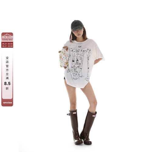 iamxiaa莱赛尔微透印花宽松短袖