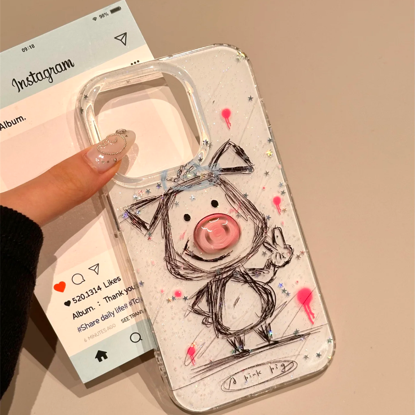 搞怪涂鸦小猪旋转鼻子适用iphone17pro手机壳苹果16新款15创意14pro女款13超火15promax全包防摔保护套