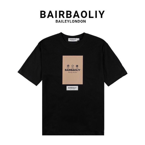 BAIRBAOLIY/柏堡里品牌轻奢字母刺绣贴布短袖T恤男士休闲宽松版