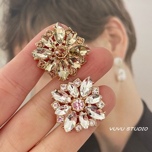 小香风高级感水钻金属纽扣皮草大衣装饰扣呢大衣外套西装钮扣扣子