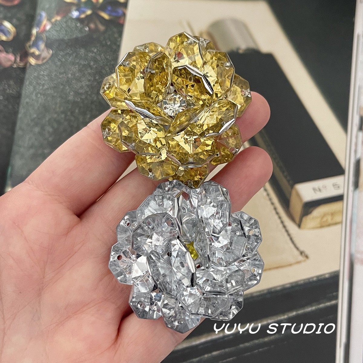 小香风炫彩手工钉珠花朵装饰DIY鞋花服装包包辅料手缝配件补丁贴