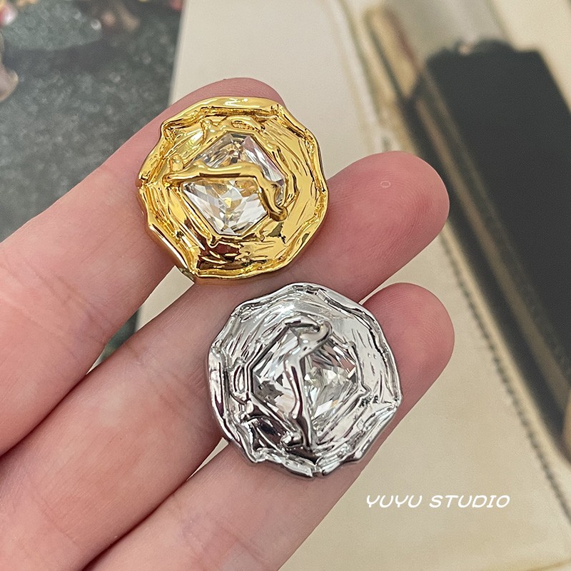中古风设计感金属纽扣不规则方钻西装外套大衣钮扣毛衣装饰扣子