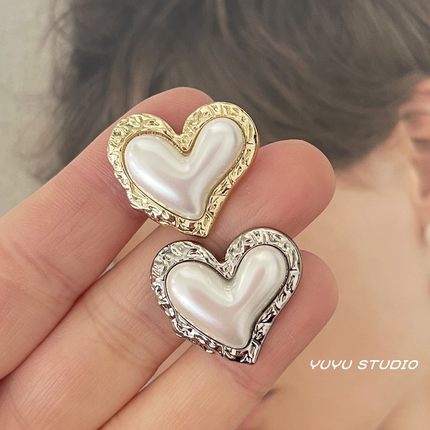 高档小香风爱心珍珠金属纽扣皮衣风衣装饰扣呢大衣西装外套装饰扣