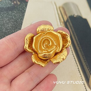 重工小香风玫瑰花金属纽扣貂皮大衣皮草装饰扣西服外套连衣裙扣子