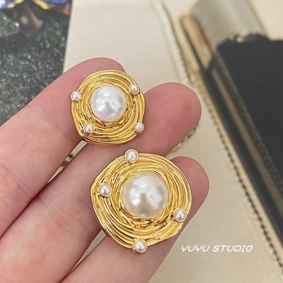 法式复古金属纽扣小香风