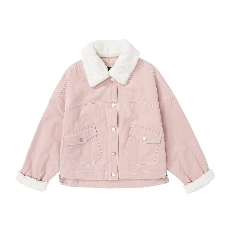 森馬2020秋季新款甜美女裝夾克溫柔淑女可拆毛領學生ins風短棉服