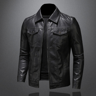 Men's Leather Jacket Stand Collar Fashion Trendy Casual Wear