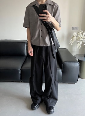 【弧形解构】REBELTOREBEL 高密粗斜纹面料/对称式活页口袋阔腿裤