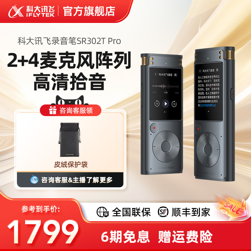 科大讯飞录音笔SR302T Pro大容量高清专业降噪录音器转文字长续航 MP3/MP4/iPod/录音笔 MP3/MP4/iPod/录音笔 原图主图