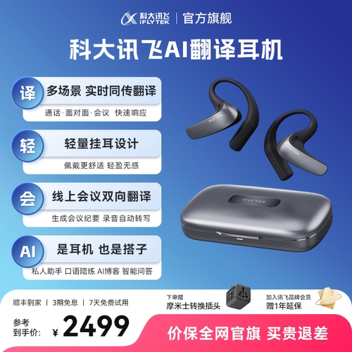 【旗舰爆款】讯飞AI翻译耳机