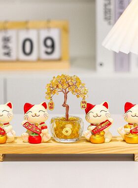 桌面小猫黄装饰品系好运高档治愈