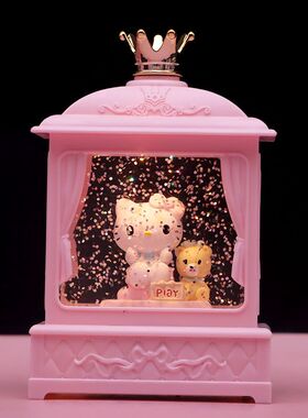 音乐盒发光精品店KT凯蒂水晶生日礼物小夜灯装饰学生星星创意礼品
