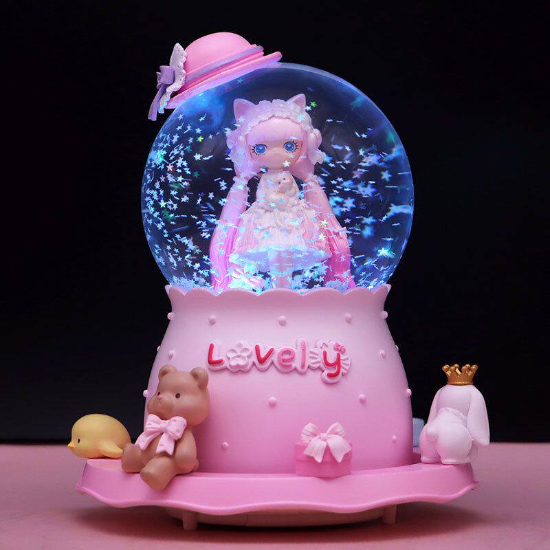 公主水晶球送生日礼物女孩旋转