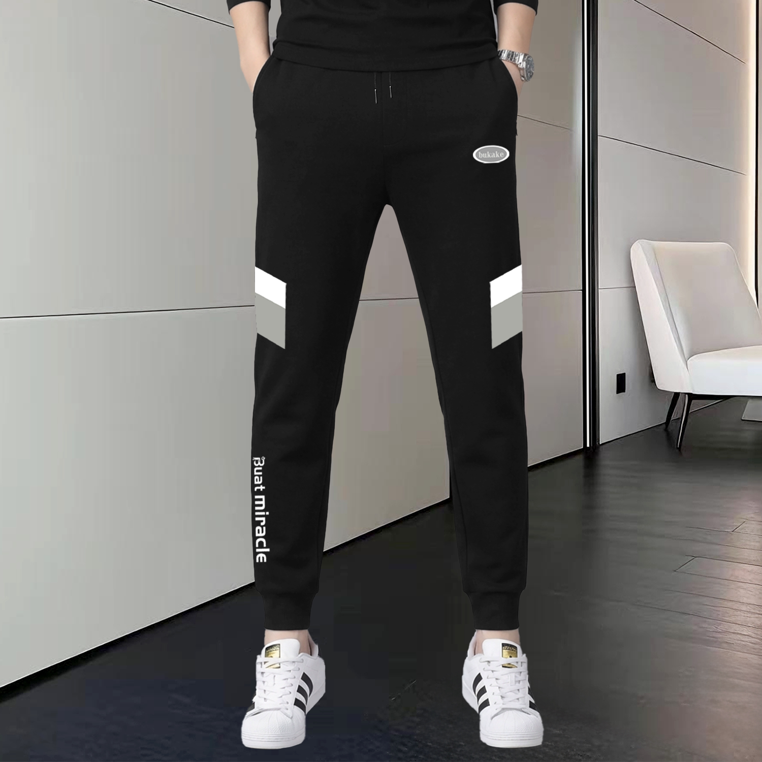 卫裤男秋冬款加绒加厚休闲长裤潮秋冬季新款束脚裤子男冰丝运动裤