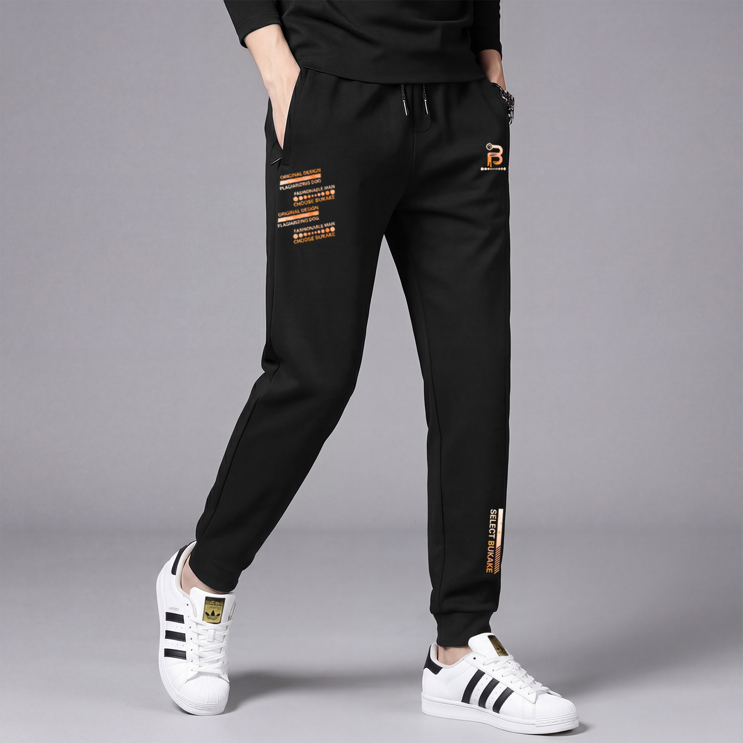 运动裤男款秋冬季加绒休闲裤束脚卫裤男士秋冬款裤子薄款冰丝长裤