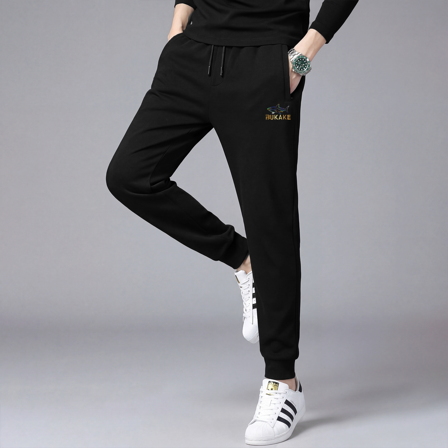 裤子男秋冬款加绒加厚休闲裤2025新款冰丝运动裤卫裤束脚长裤男款