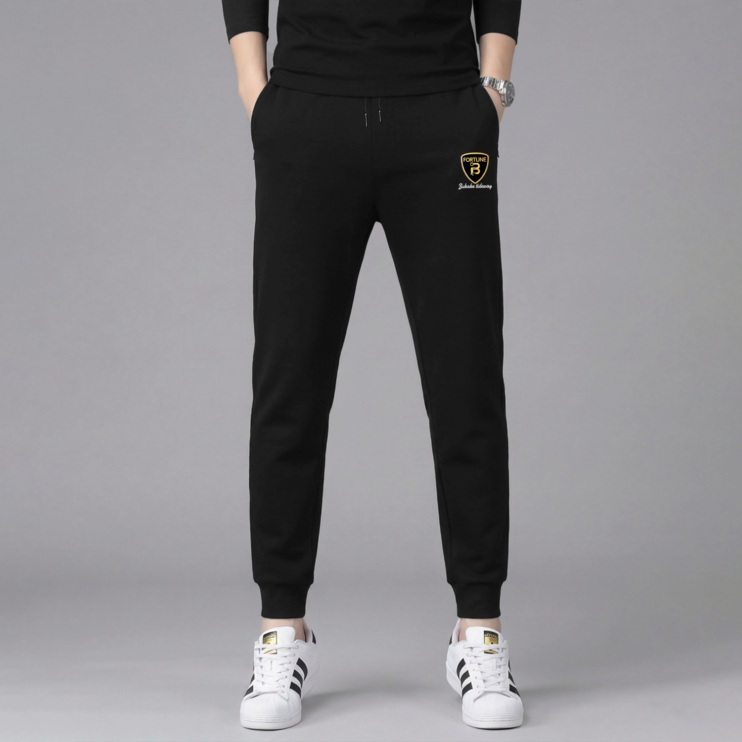 男士秋冬款加绒加厚休闲裤运动裤束脚裤子男款冰丝裤长裤2025新款