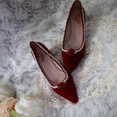 vintage甜瑶家粗跟复古尖头单鞋