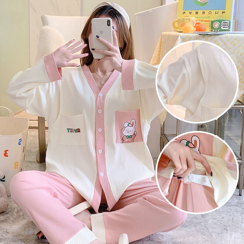 산전 잠옷 봄 가을 여름 8 플러스 사이즈 산전 수유복 9월 6일 산후 수유 수유 세트 7