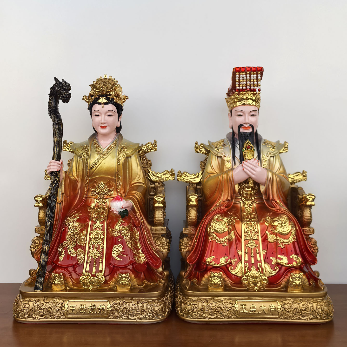 新款玉帝王母佛像树脂仿铜彩玉皇大帝王母娘娘神像玉皇大帝