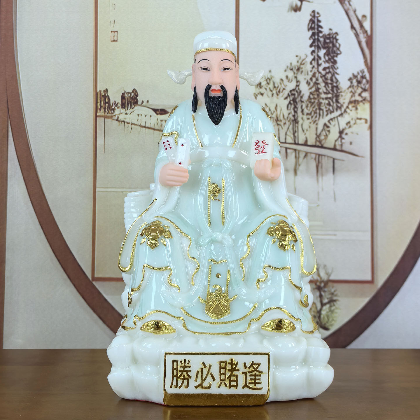 赌神神像韩信爷像偏财神仿汉白玉石12寸赌神神供奉像赌王神像