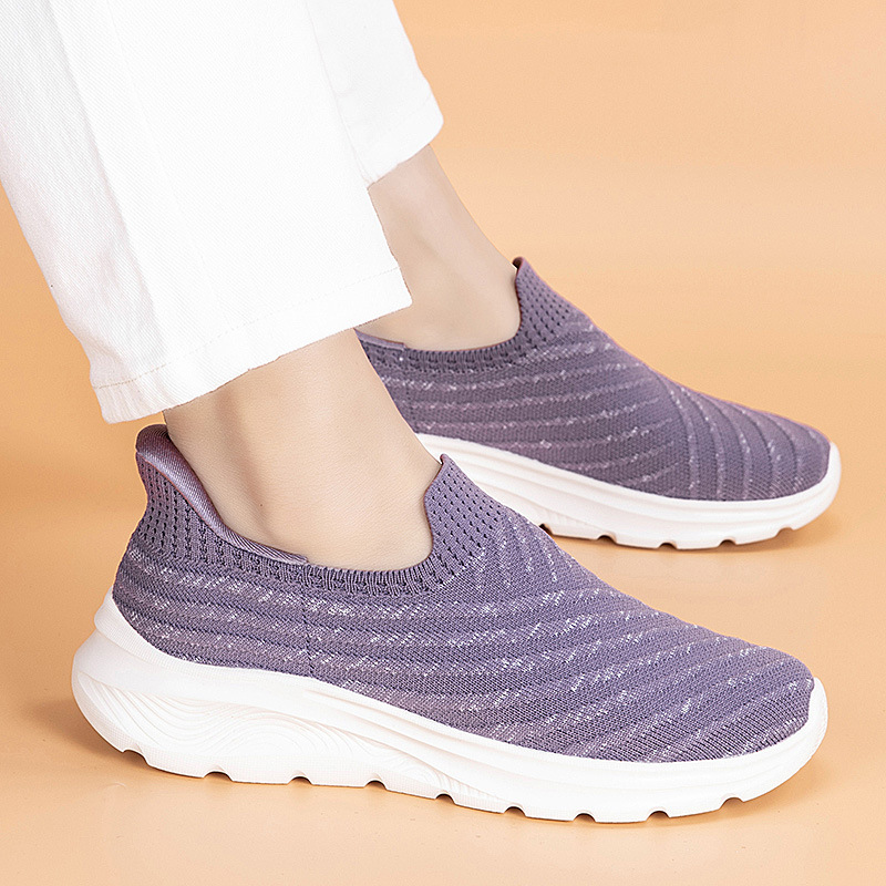 金泰利一脚蹬防滑运动中老年健步鞋女舒适休闲老人鞋透气轻便