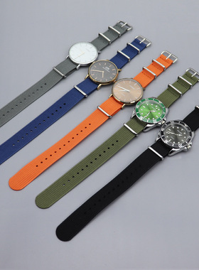 热卖NATO尼龙手表带22mm 适配精工5号劳力仕水鬼手表带20mm军绿色