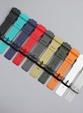 替换卡西鸥表带树脂黑色哑光表带AQS810 AEQ-110W W-735H表带配件