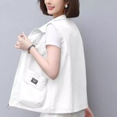 2024夏新款 单层女士马甲防晒衣马夹背心外搭洋气时髦中年妈妈装