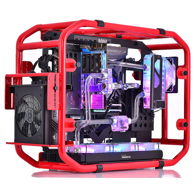 电脑机箱台式kf2matx玻璃侧透游戏主机分体式水冷迷你台式机机箱