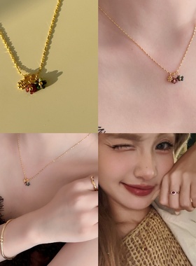 hucares 「迷你花簇」原创高定款纯银手工精致感彩色小花项链