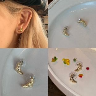 hucares「可颂出炉」定制搞怪趣味小面包耳钉925银针设计感耳饰