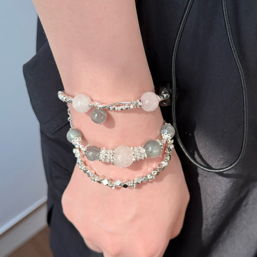 hucares「幻月银河」原创灰月光8mm白幽灵12mm手串高级感礼物